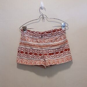 Patterned Red and White Women's Shorts